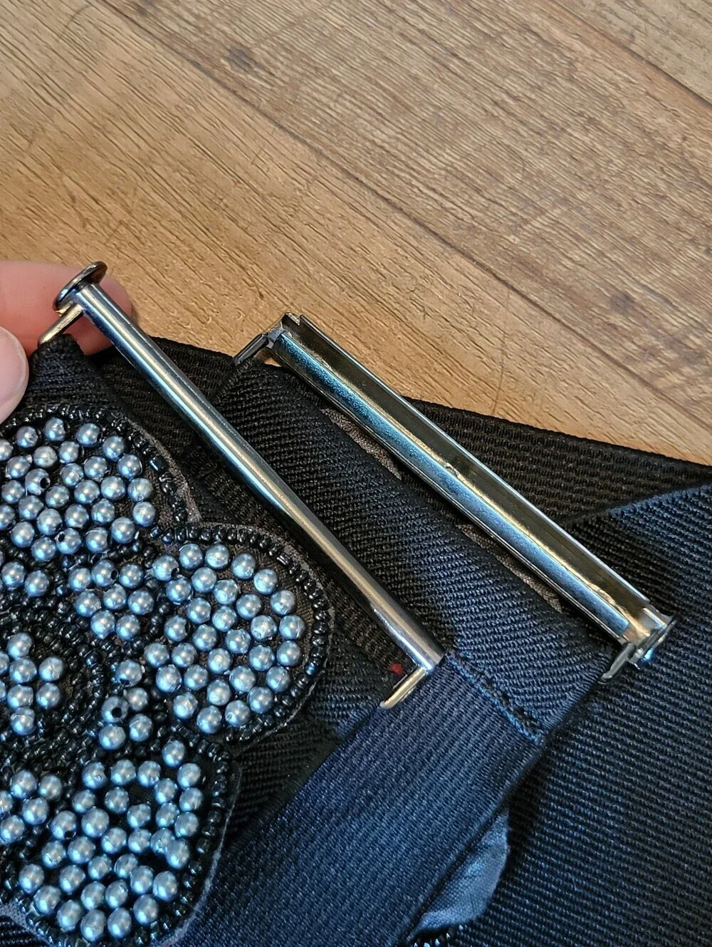 Stunning Black Beaded Flower Statement Stretch Belt